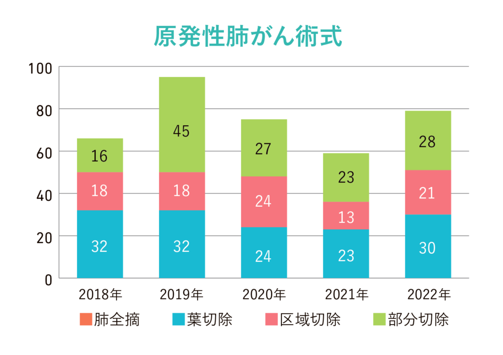 原発性肺がん術式 ・肺全摘・葉切除・区域切除・部分切除