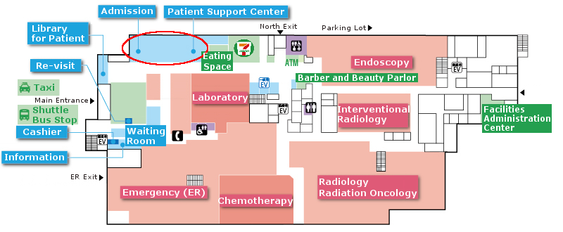 The emergency center map mark Admisstion